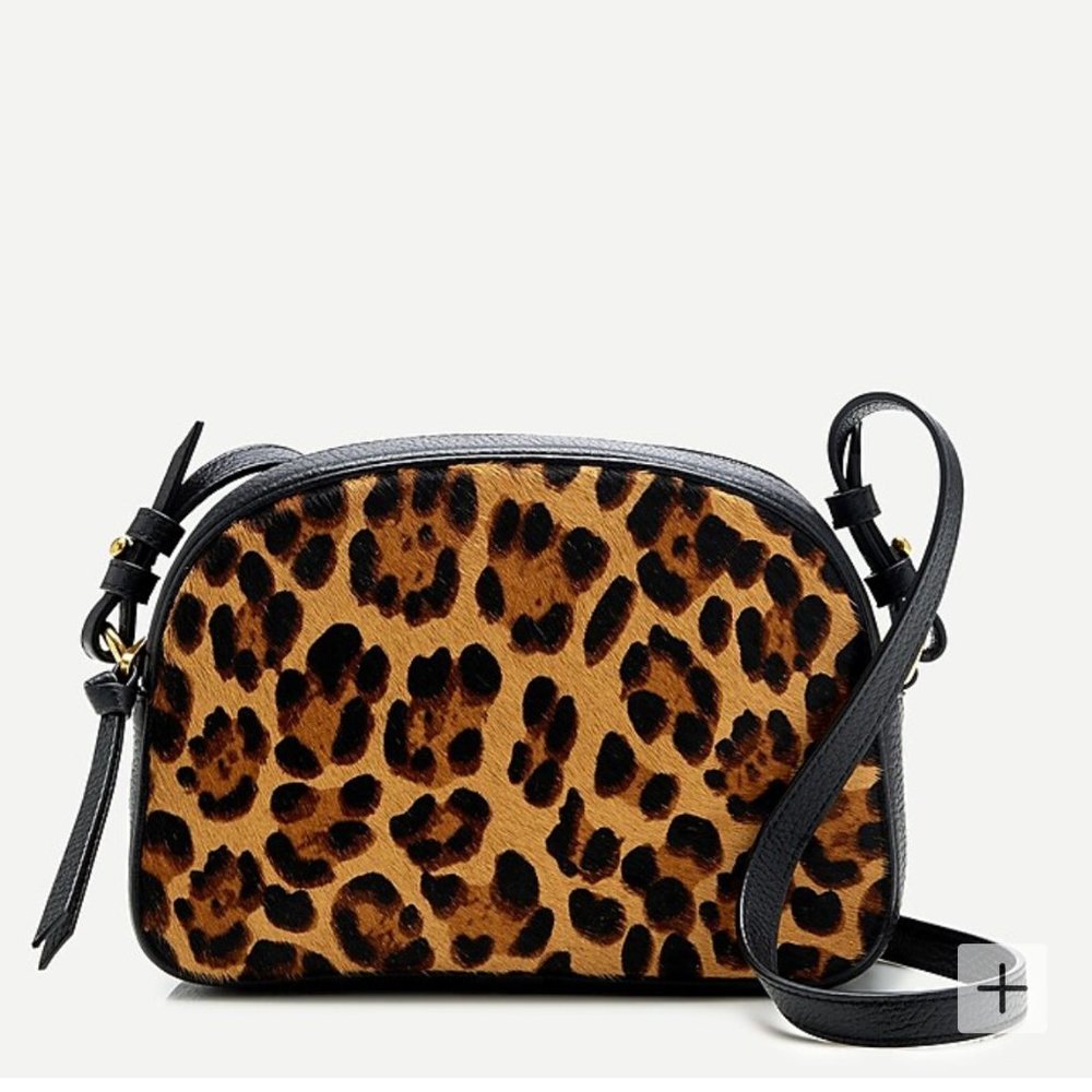 NWT J.Crew Devon Calf Hair Camera Bag with Detachable Strap